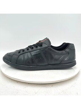 Prada Women Size 7.5 4E Black Red Leather Low Top Lace Up Casual Shoes